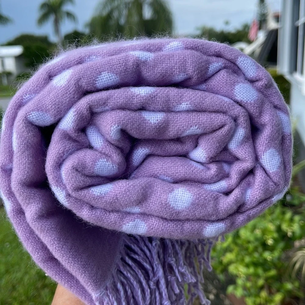 HOME REFLECTIONS Dot Throw with Fringe reversible In Lilac - Picture 6 of 13